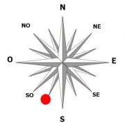 Quel est l'azimut du point rouge?